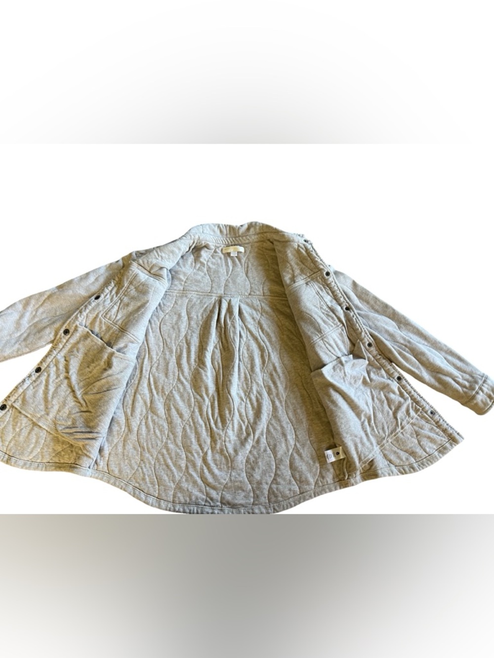 SPIRITUAL GANGSTER Wave Quilted Jacket‎ Shacket Beige Oatmeal Sz XS/S Yoga Cozy - Picture 5 of 10
